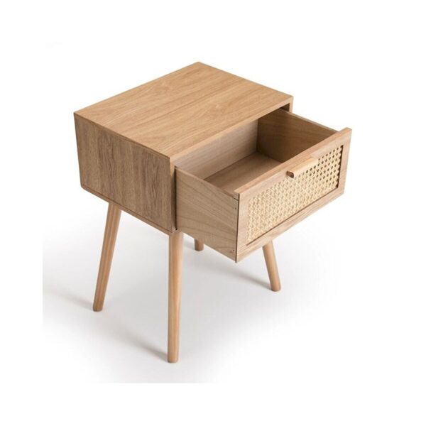 Alternative view of Ahşap Hasır Desenli Hazeran Tek File Çekmeceli Komodin