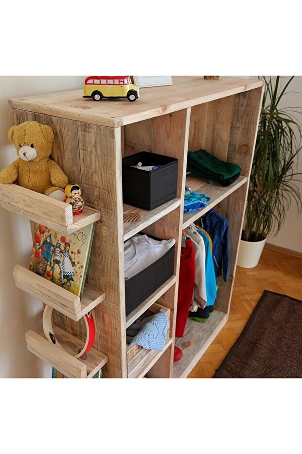 Masif Ahşap Montessori Çocuk Gardrobu - Görsel 2