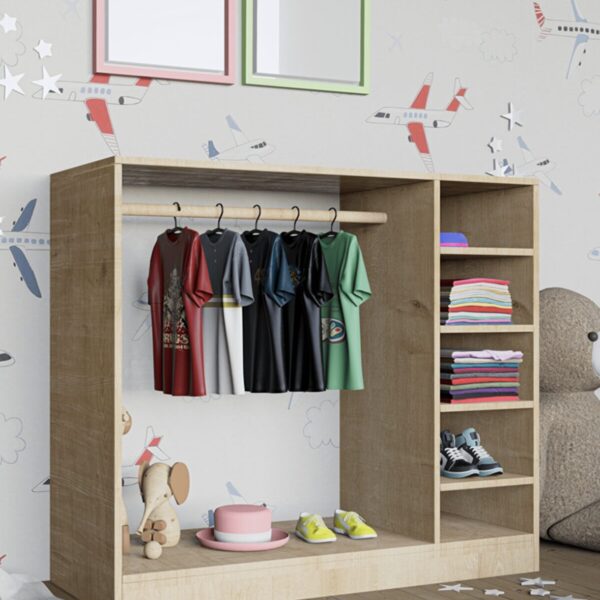 Montessori Çocuk Bebek Eğitici Açık Askılı Elbise Dolabı-gardırobu